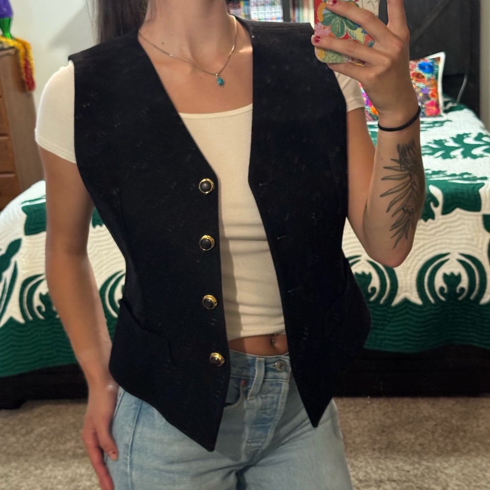 Black Vest with Gold Buttons